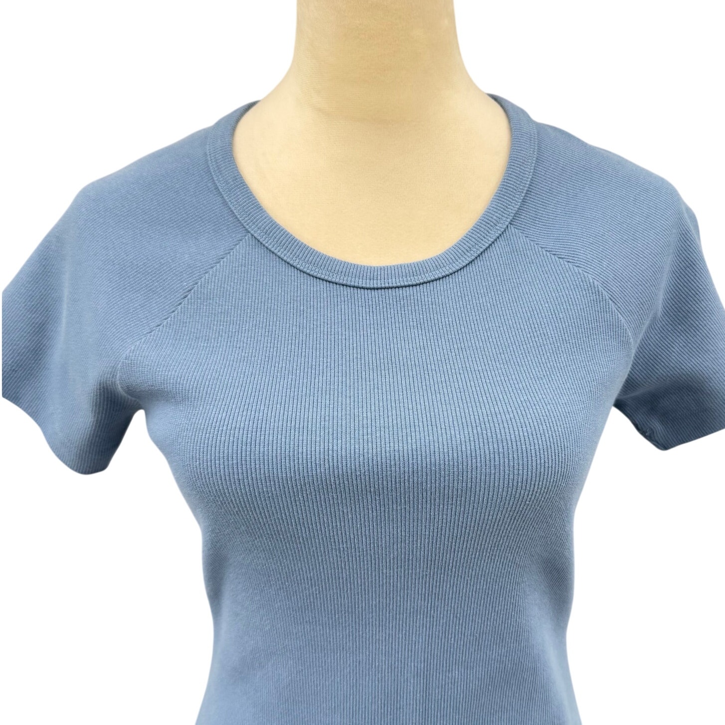 Upwest Nwt Blue Ribbed Compression Thick Knit Fitted T-Shirt Mini Dress — image 4 of 8